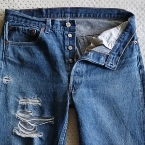 Vintage Levi 1991 501s Distressed Jeans  Natural Fading size 31 -32